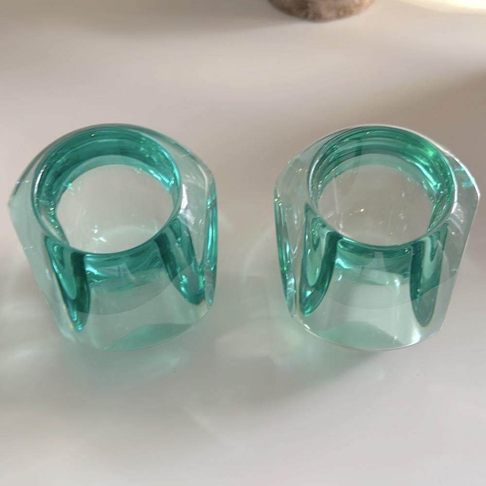 Teal Glass Votive Candle Holders - Home Accents
